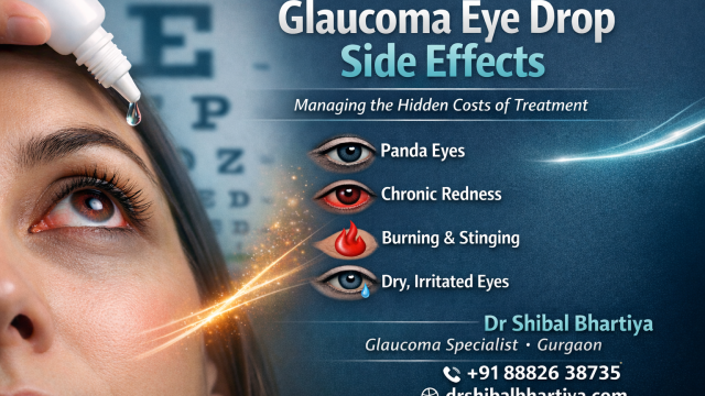glaucoma eye drop side-effects. latanoprost side effects; glaucoma redness treatment, Dr. Shibal Bhartiya: Expert Glaucoma Specialist & Clinician-Scientist in Gurgaon, Research Collaborator with Mayo Clinic, Jacksonville, USA