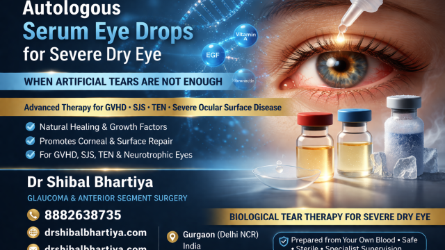 utologous serum eyedrops severe dry eye ocualr gvhd tens steven johnsons symdrome glaucoma specialist gurgaon dr shibal bhartiya