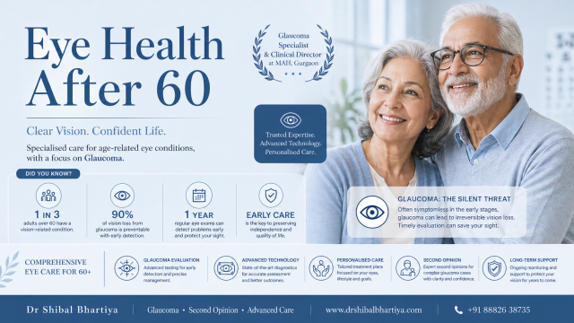 Eye health after 60, senior living, dr shibal bhartiya, best eye doctor in gurgaon, second opinion, glaucoma, cataract, AMD, dry eye