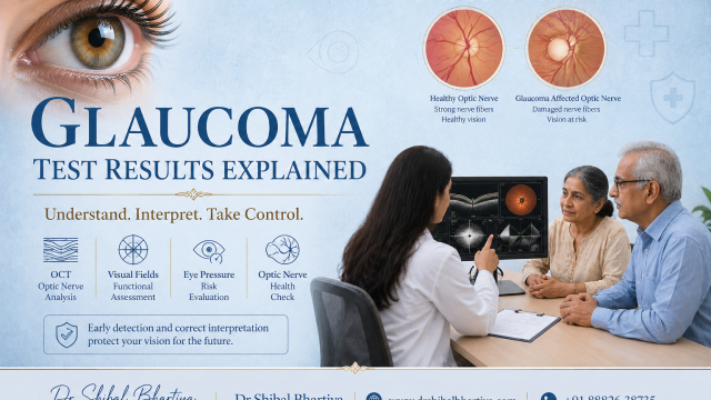 Understanding glaucoma test results, explained by Dr Shibal Bhartiya, Glaucoma Specialist, Best Eye Doctor in Gurgaon, OCT, Visual fields, IOP, gonioscopy, pachymetry, diurnal variation