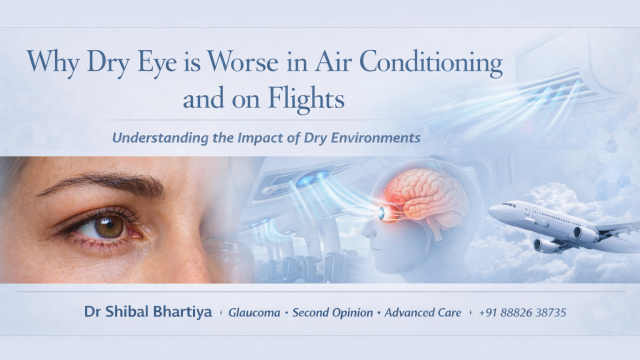 why dry eye is worse in air conditioning and flights dr shibal bhartiya gurgaon, best eye doctor