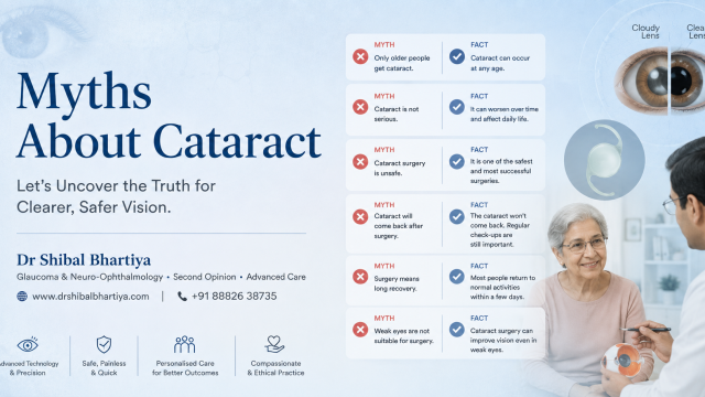 Dr. Shibal Bhartiya ophthalmologist Gurgaon explaining cataract surgery myths and facts to patient