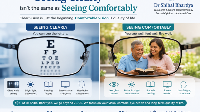 Dr Shibal Bhartiya glaucoma specialist Gurgaon evaluating patient with eye strain and visual discomfort