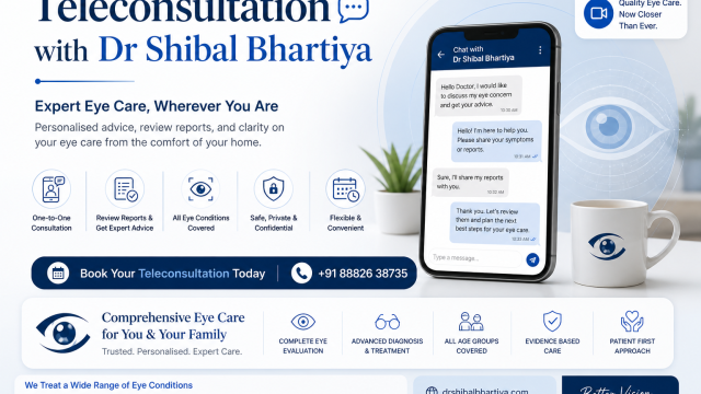 Teleconsultation, online consult, emergency, urgent eye care, Second opinion, Dr Shibal Bhartiya, Glaucoma Specialist, Best Eye Doctor in Gurgaon