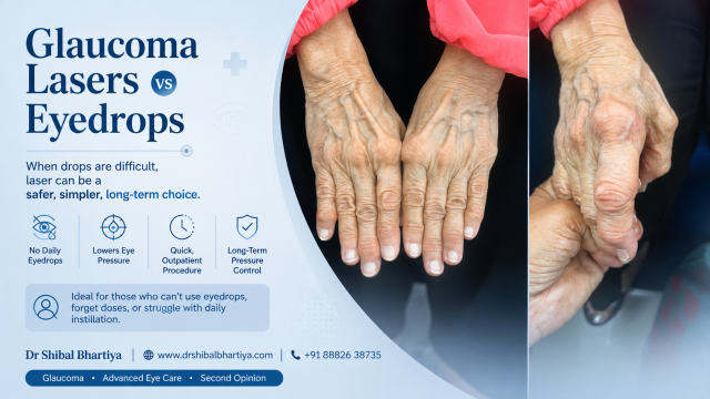 Dr Shibal Bhartiya glaucoma specialist Gurgaon offers SLT laser treatment as drop-free alternative for older patient with rheumatoid arthritis
