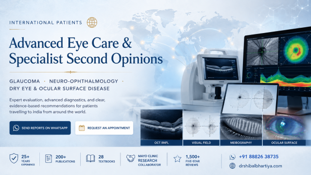 International eye care and second opinions in India for glaucoma, neuro-ophthalmology, dry eye disease, and ocular surface disease with advanced diagnostic imaging and specialist evaluation