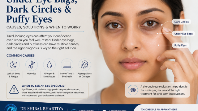 Dr Shibal Bhartiya, ophthalmologist in Gurugram, explains the causes of puffy eyes, dark circles, and under-eye bags