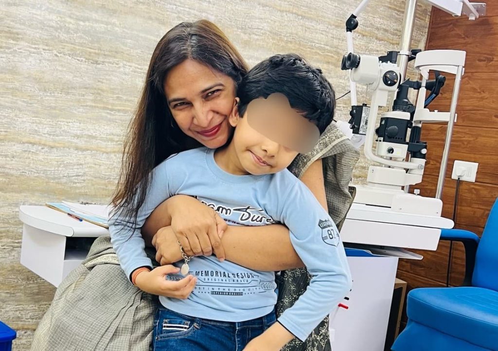 Dr Shibal Bhartiya after examining a child during a comprehensive paediatric eye examination in Gurgaon. 