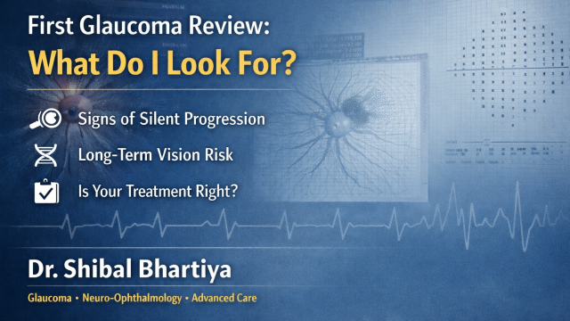 First Glaucoma Review What I look for,Dr Shibal Bhartiya, Glaucoma Specialist, Best Eye Doctor in Gurgaon, risk of progression, target IOP