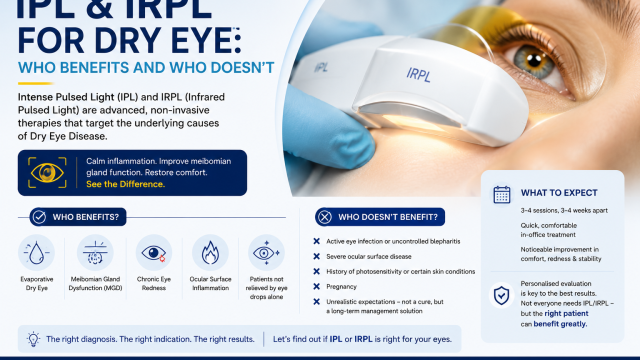 Dr Shibal Bhartiya performs Intense Regulated Pulsed Light (IRPL) treatment for meibomian gland dysfunction and evaporative dry eye at her Gurgaon clinic.