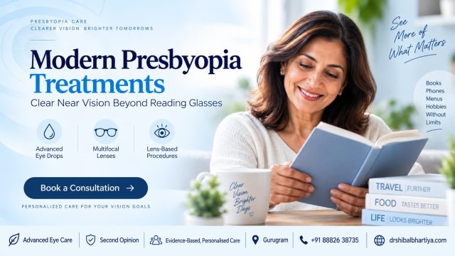 Dr Shibal Bhartiya, Gurgaon, discusses modern presbyopia treatment: advanced eye drops, multifocal lenses, lens-based procedures